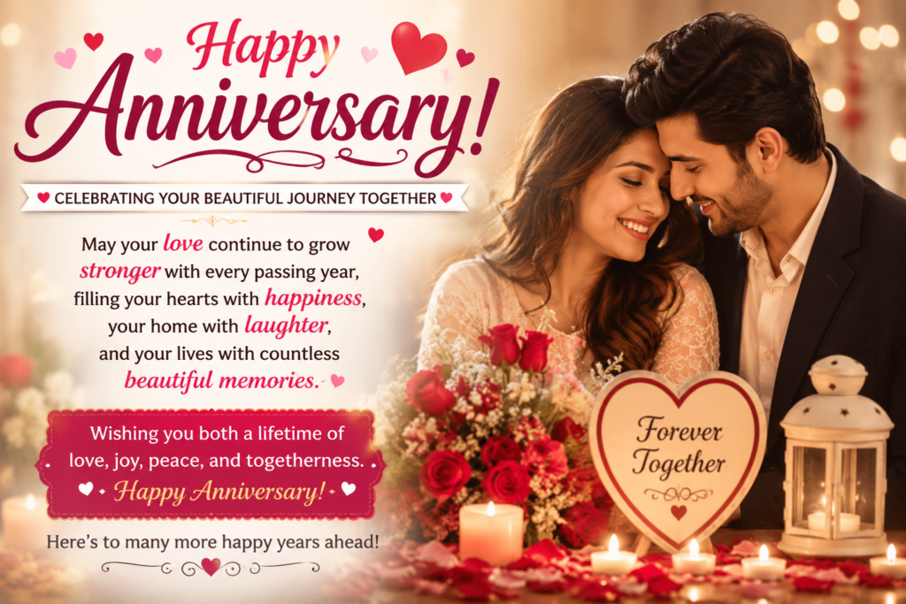 Romantic anniversary wishes, heartfelt messages, quotes, blessings, and prayers for couples celebrating another year of love