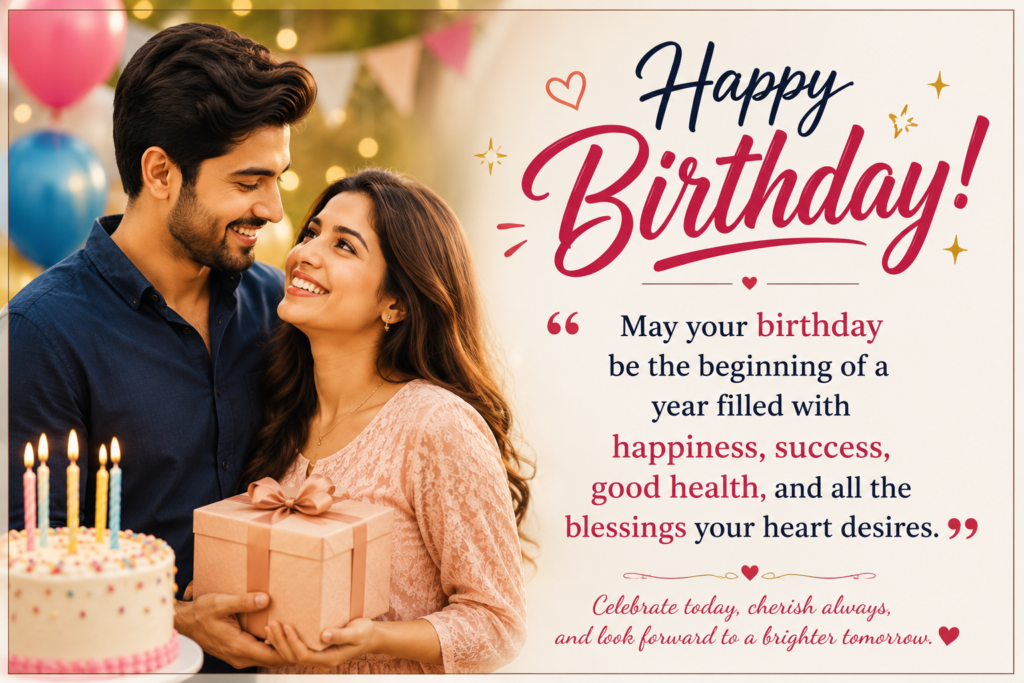 Heart touching birthday wishes for husband and wife celebrating a romantic birthday together