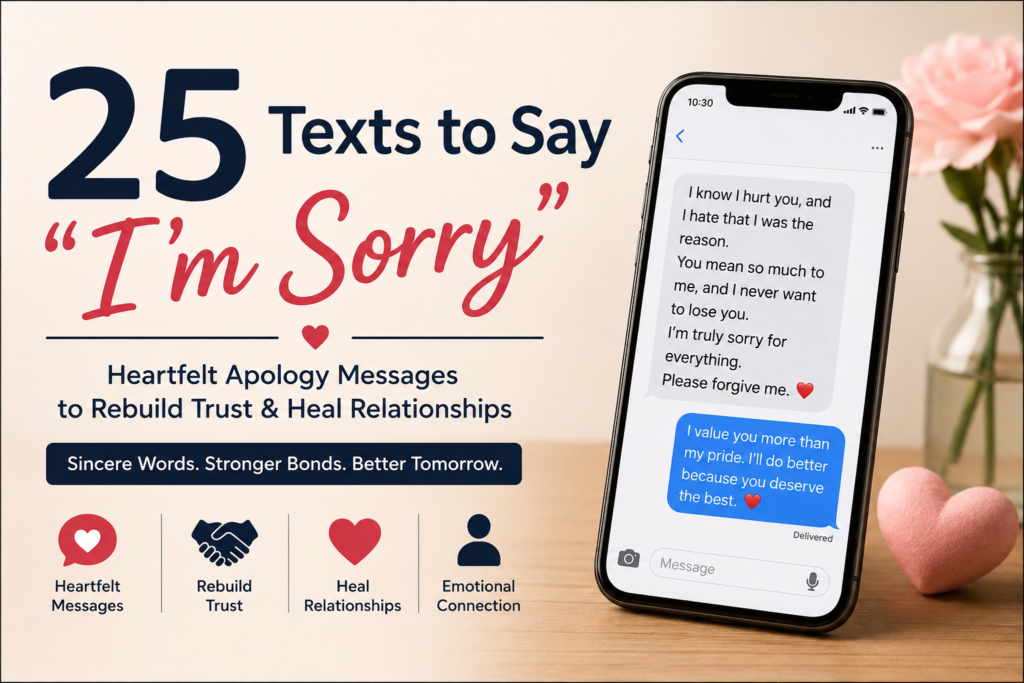 Texts to Say I'm Sorry with heartfelt apology messages to rebuild trust and heal relationships