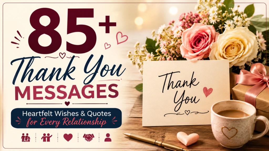 85+ thank you messages, wishes, and quotes for every relationship with heartfelt appreciation messages for family, friends, partners, and coworkers.