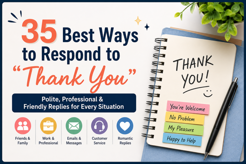 35 best ways to respond to thank you with polite, professional, and friendly replies for every situation.